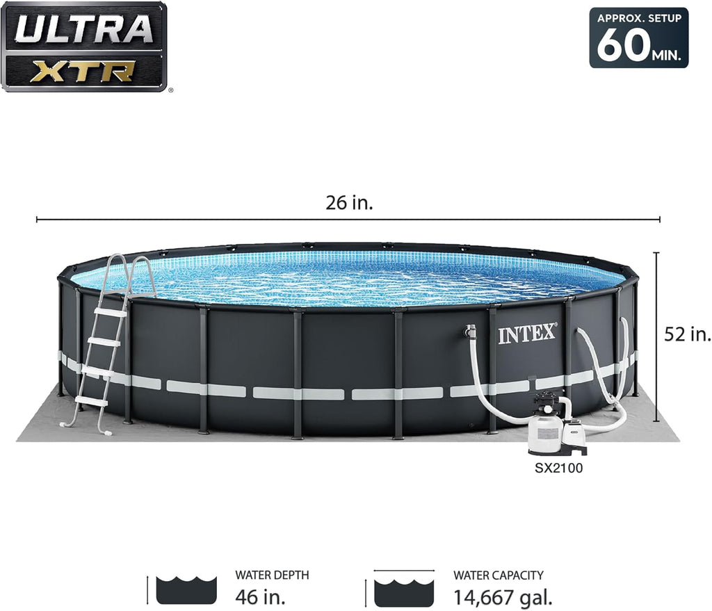 Above Ground Swimming Pool Set with Sand Filter Pump, 26' x 52" X702735