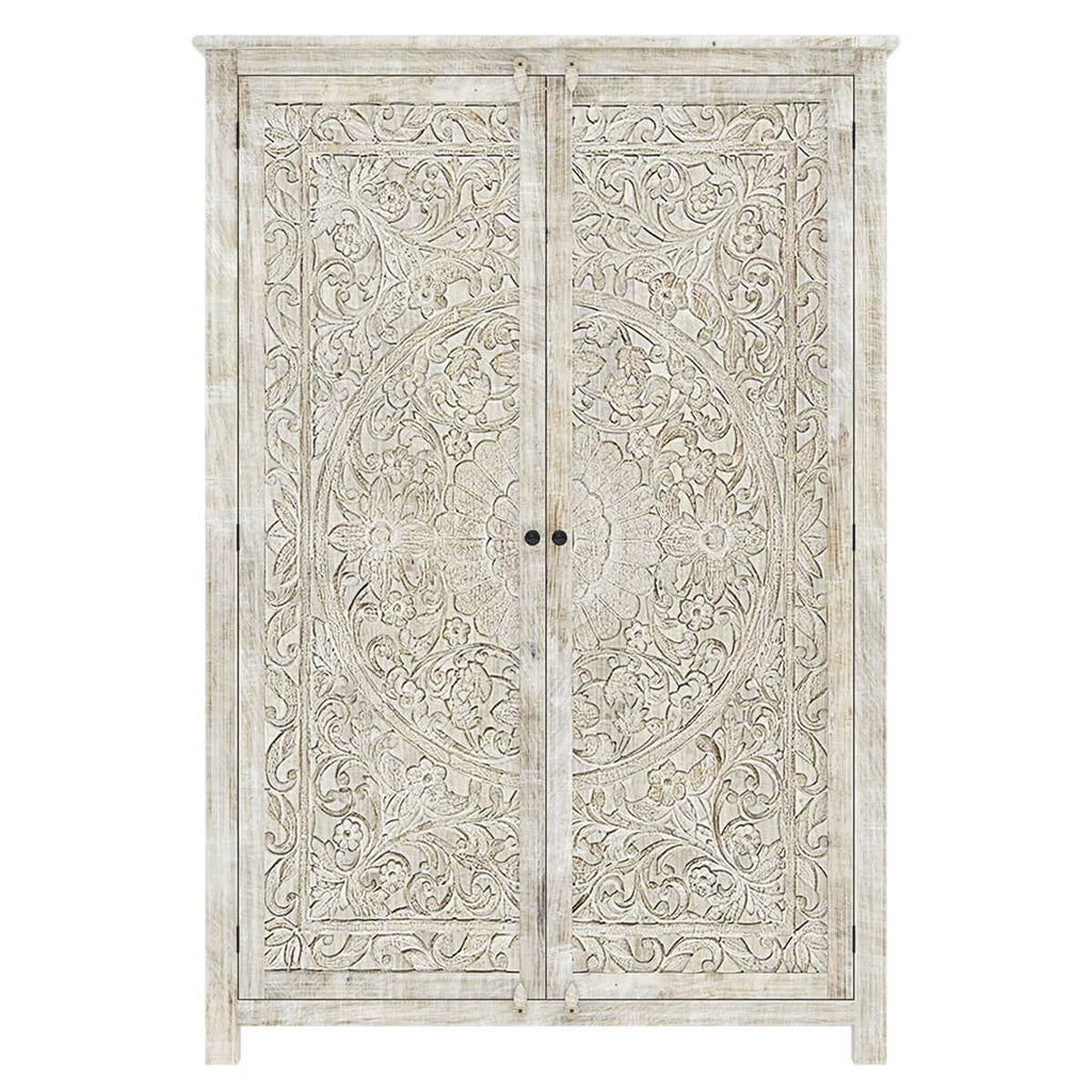 Carved Wooden Wardrobe Cabinet E971