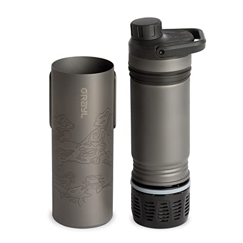 Titanium Water Purifier Filter Bottle 16.9 oz for Hiking Travel S49394