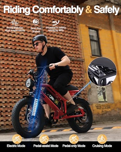 Electric Bike for Adults 1500W Peak Motor 20" Fat Tires 28MPH Removable Battery Dual Suspension 7-Speed M72522