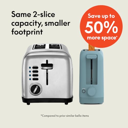 2 Slice Slim Toaster with 6 Shade Settings, Long Slot, Removable Crumb Tray R654