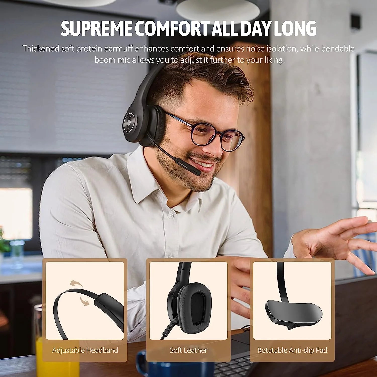 Wireless Bluetooth Headset with Noise Cancelling Microphone for Truck Drivers N7460