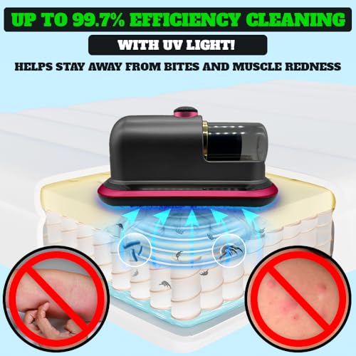 Cordless Mattress Vacuum Cleaner for Deep Cleaning, Red Q46623