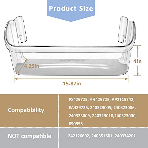 Refrigerator Door Bin Shelf, Clear, Double Unit S47141
