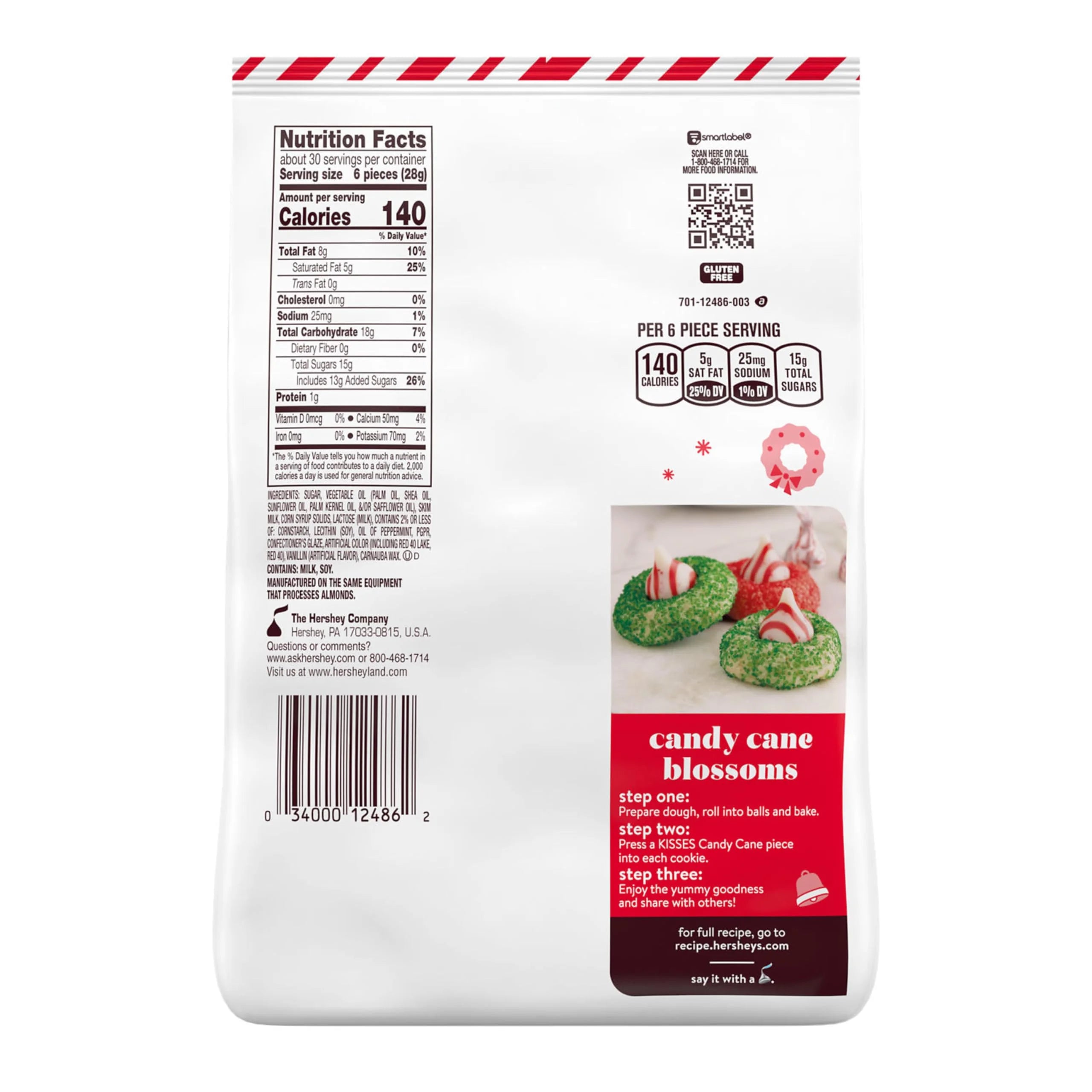 Kisses Candy Cane Flavored Christmas Candy Bulk Bag G9224