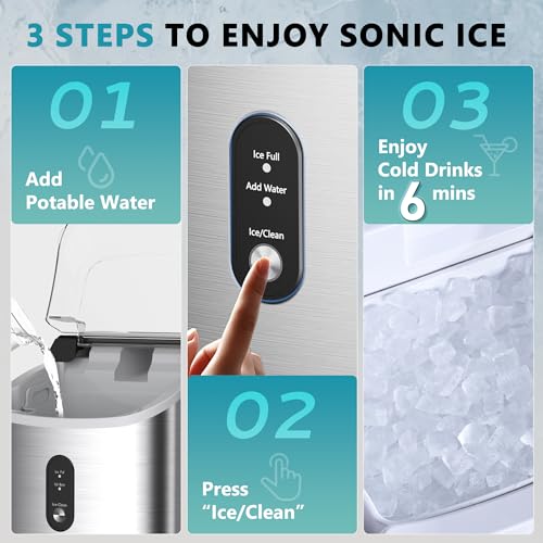 Nugget Ice Maker Countertop with Handle, Portable Sonic Ice Maker H34826