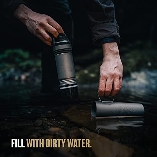 Titanium Water Purifier Filter Bottle 16.9 oz for Hiking Travel S49394