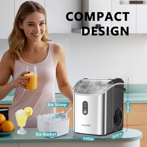 Nugget Ice Maker Countertop with Handle, Portable Sonic Ice Maker H34826