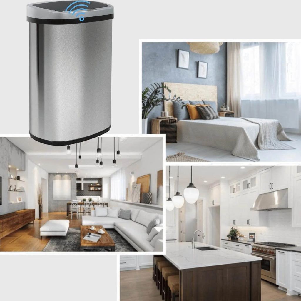 Kitchen Trash Can with Lid, 13 Gallon Stainless Steel, Motion Sensor, Silver Q1003