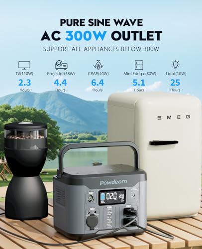 300W Portable Power Station, 296Wh Battery Backup with AC Outlet for Camping F53086