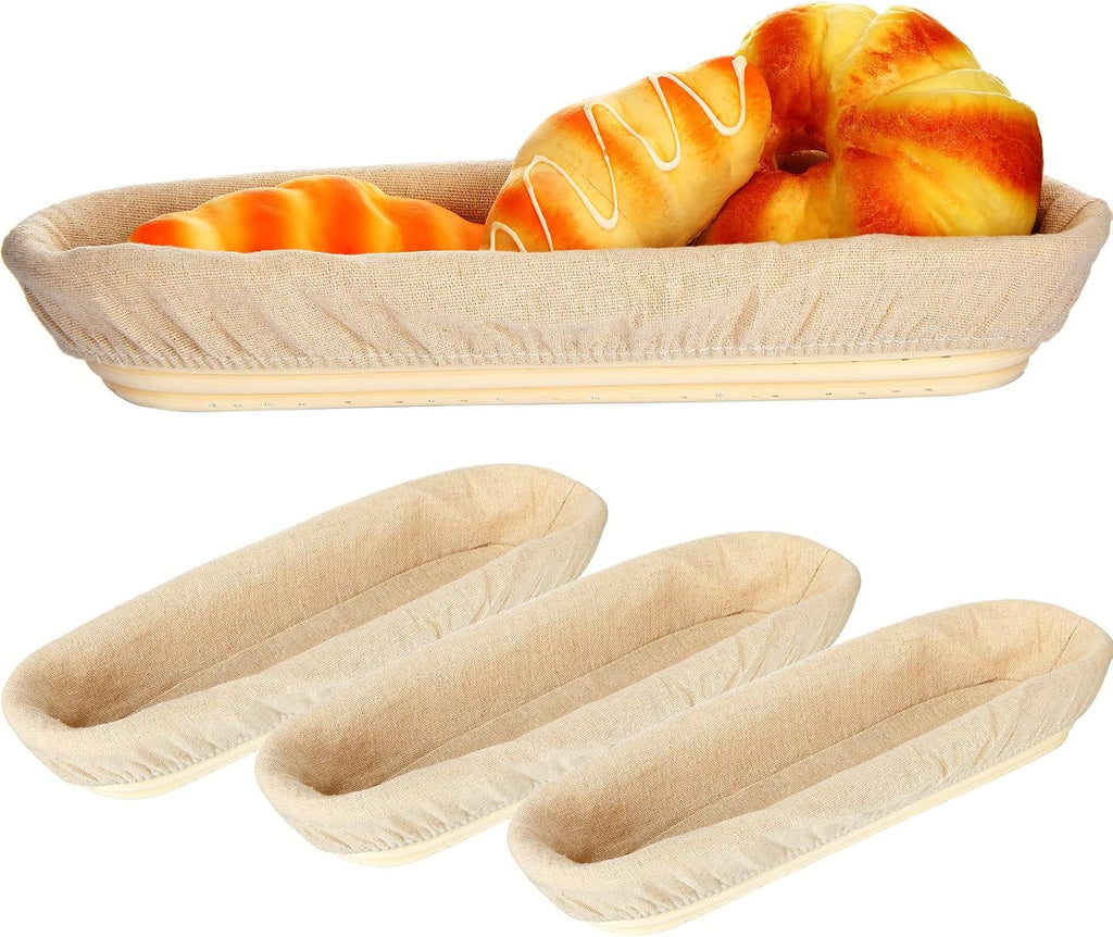 Oval Banneton Bread Proofing Basket with Liners, 13.8 Inch, Set of 4 O383476