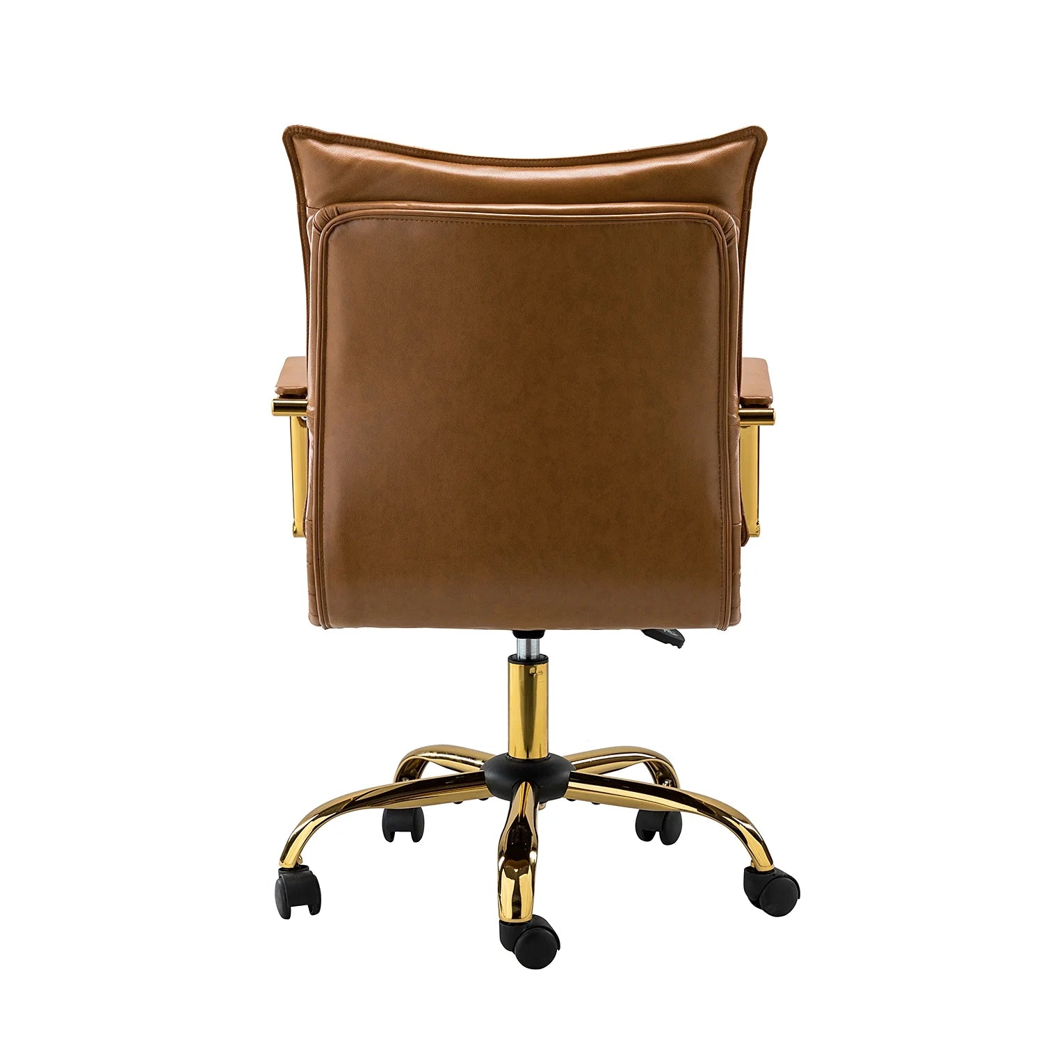 Vegan Leather Home Office Task Chair with Tufted Mid Back and Armrest N83298