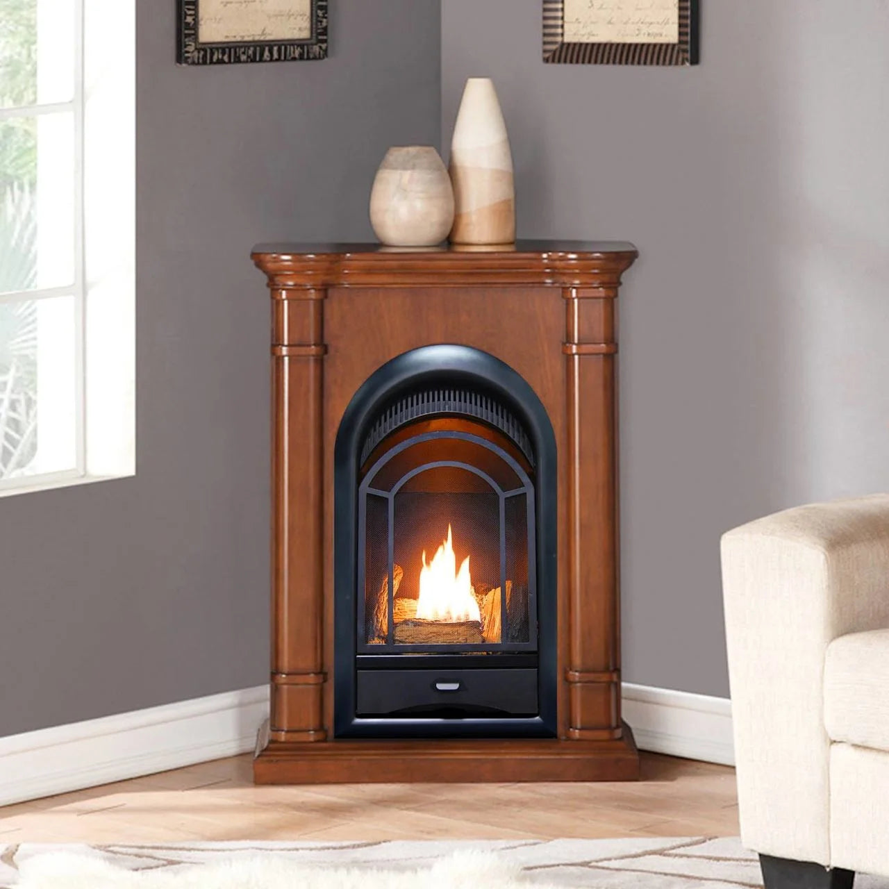 Ventless Fireplace System 10K BTU Dual Fuel Thermostat Insert I646