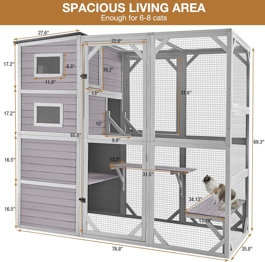 Outdoor Catio Enclosure with Platforms, 4 Tiers B853759