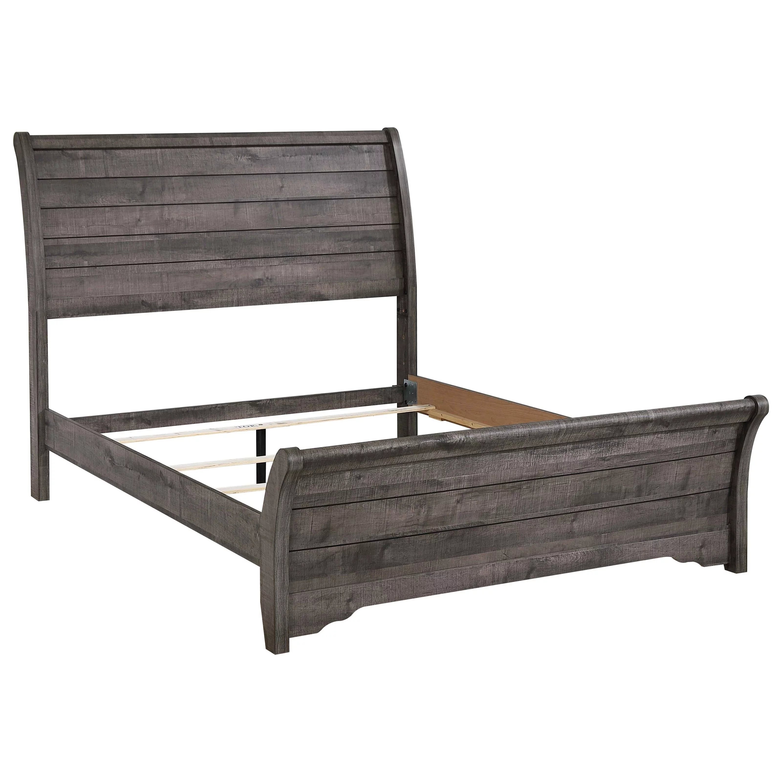 King Size Bed Dresser Mirror Nightstand Set Wooden Furniture Gray A430