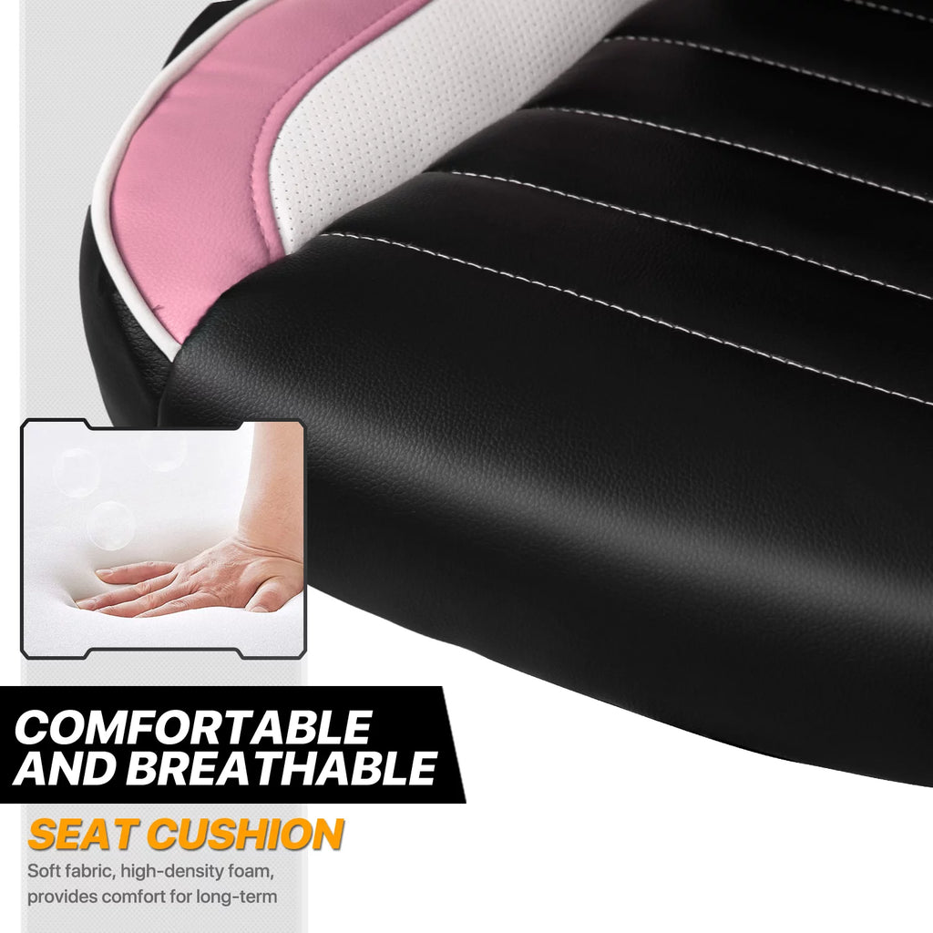 PU Leather Gaming Chair with Flip-Up Arms, Black/Pink D543