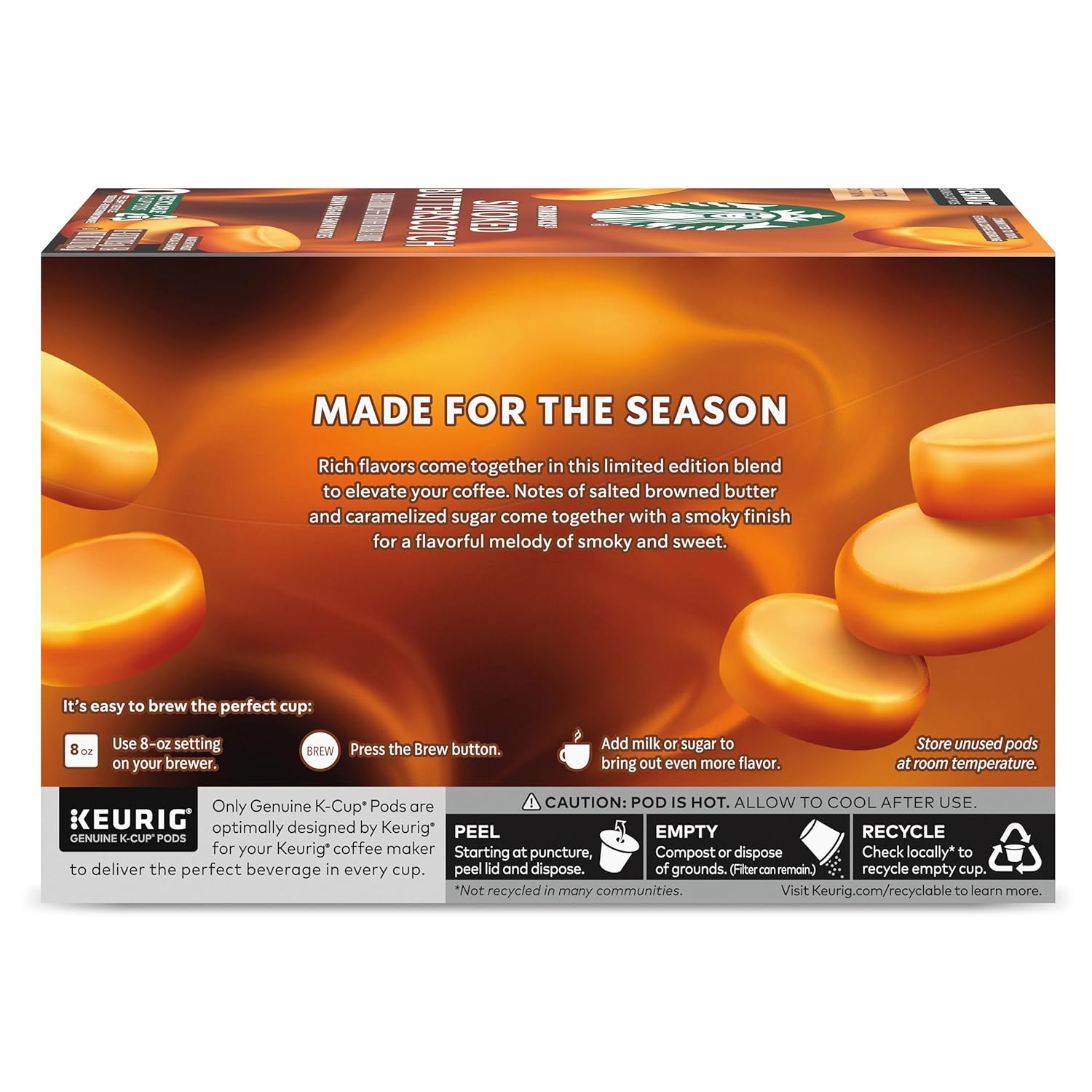 Smoked Butterscotch Coffee Pods for Keurig, 100% Arabica, 10 Count Y7168