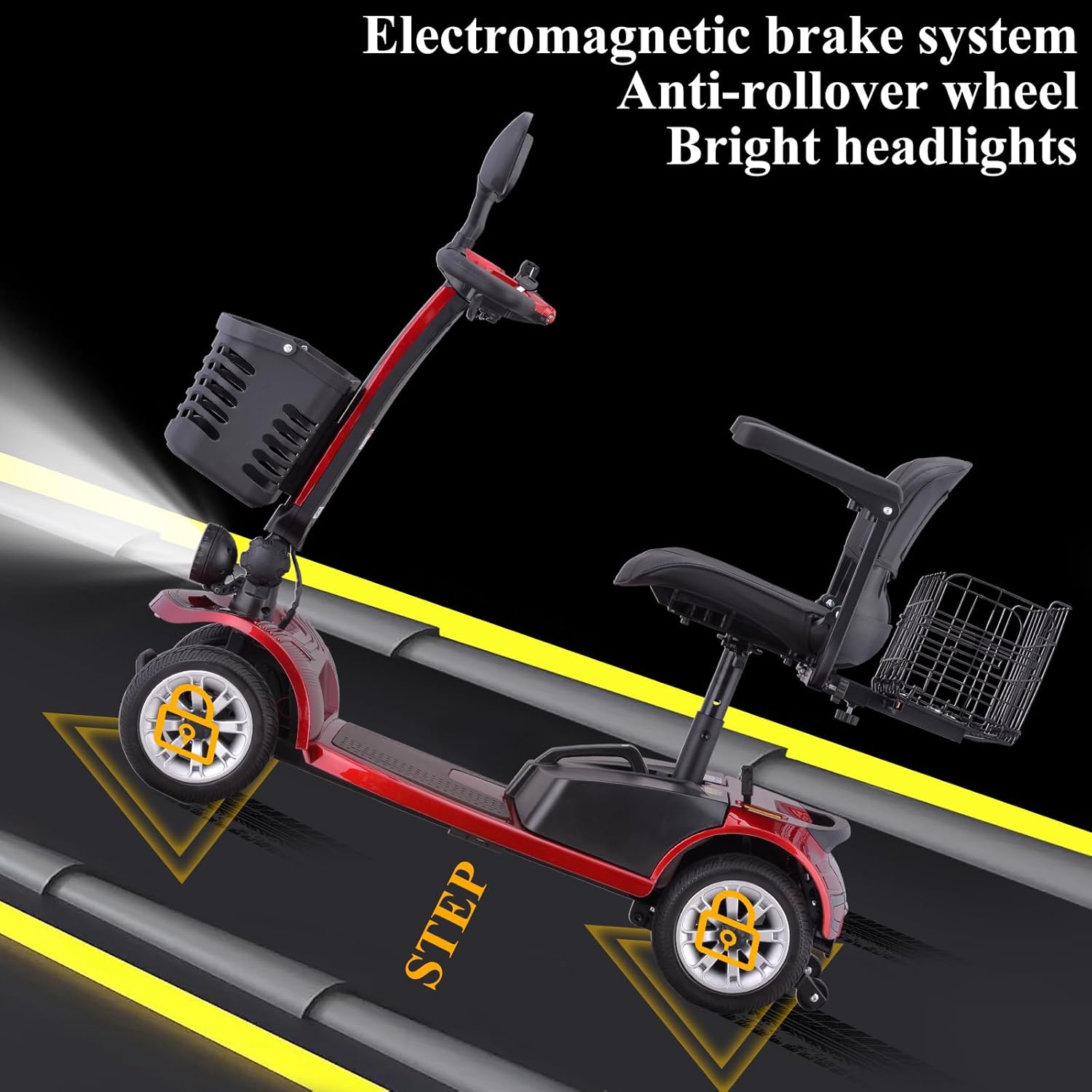 Folding Electric Mobility Scooter for Seniors with Dual Battery and Basket V9583