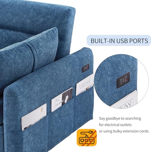 3 in 1 Convertible Sleeper Sofa Bed, Velvet Loveseat Futon with Pullout Bed, Gray N126326
