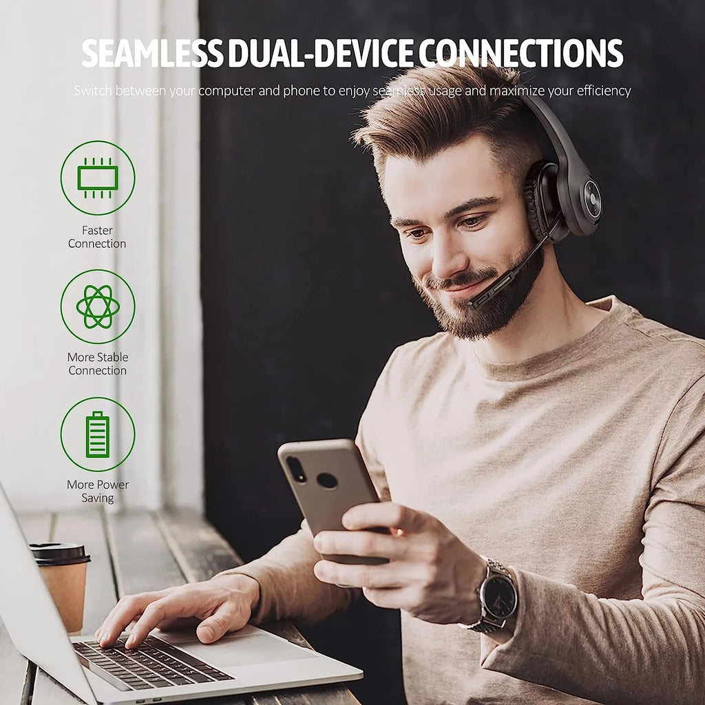 Wireless Bluetooth Headset with Noise Cancelling Microphone for Truck Drivers N7460