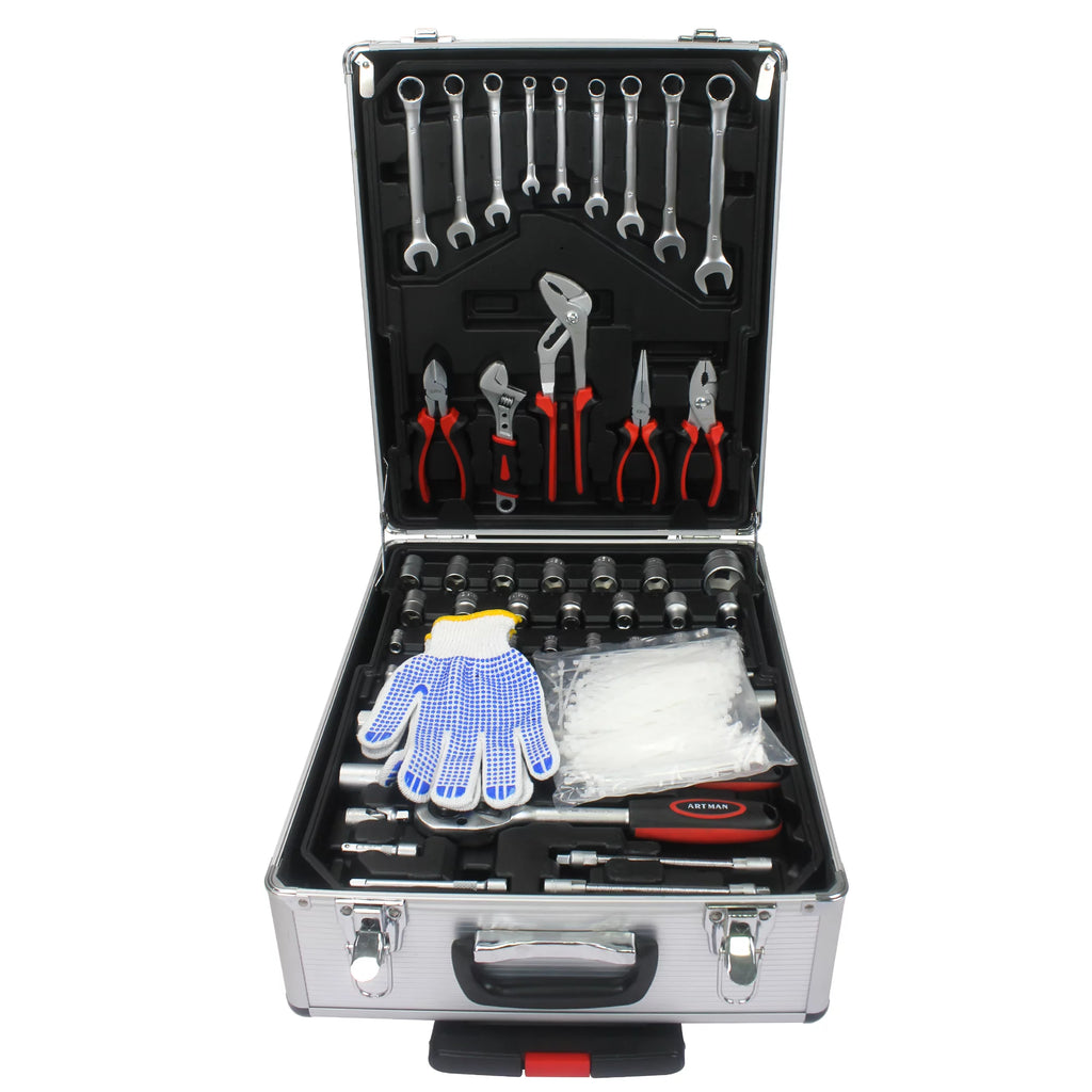 899PCS Tool Set, White Rolling Tool Box with 4 Layers, Household Hand Tool Kit O3626