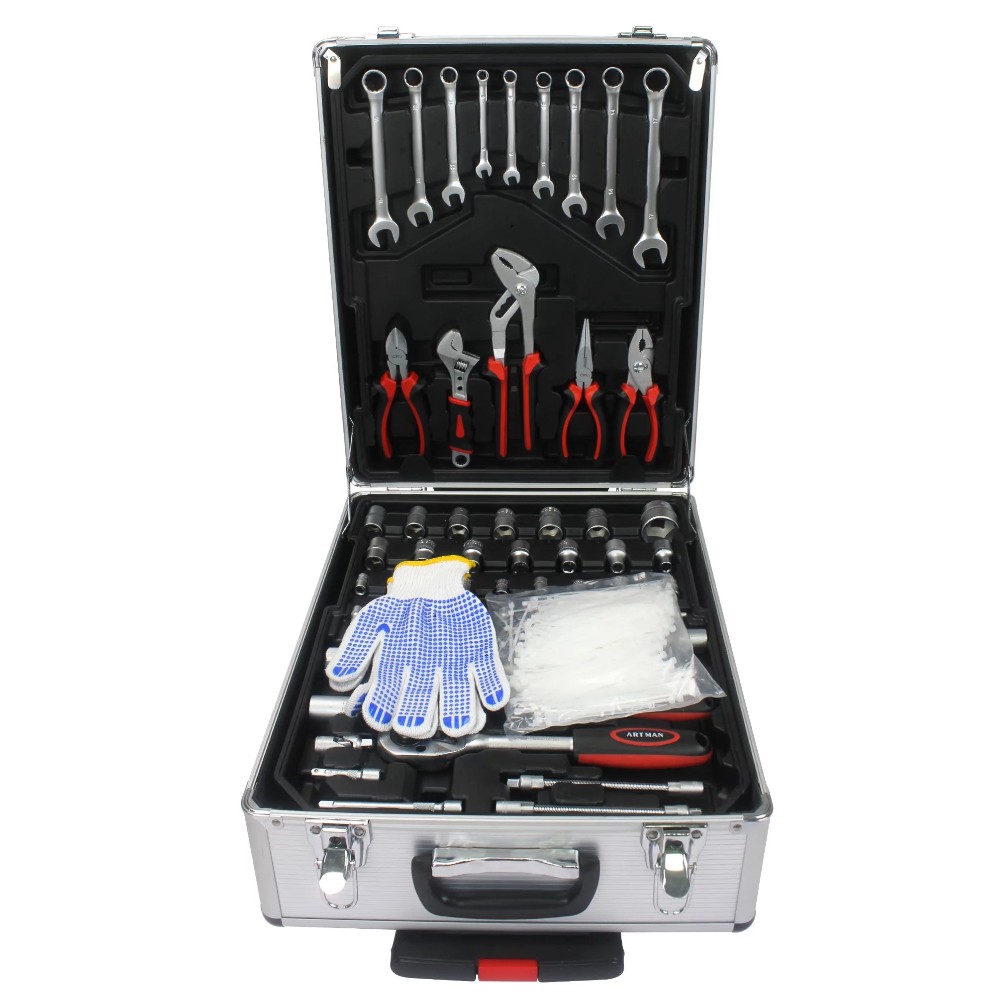 899PCS Tool Set, White Rolling Tool Box with 4 Layers, Household Hand Tool Kit O3626