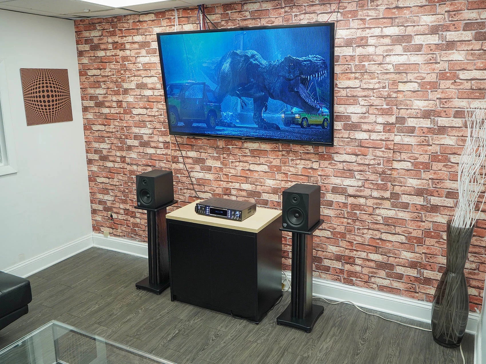 28" Speaker Stands, Dark Wood Grain G87170