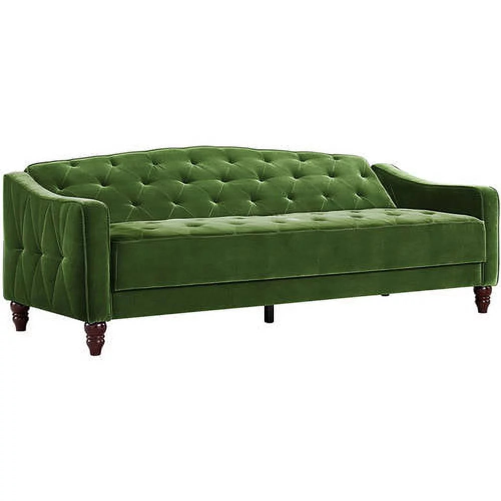 Vintage Tufted Sofa Sleeper, Green Velvet L954601