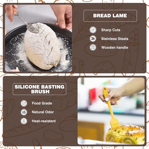 Bread Proofing Basket Set with Linen Liner, Dough Scraper and Whisk Y326