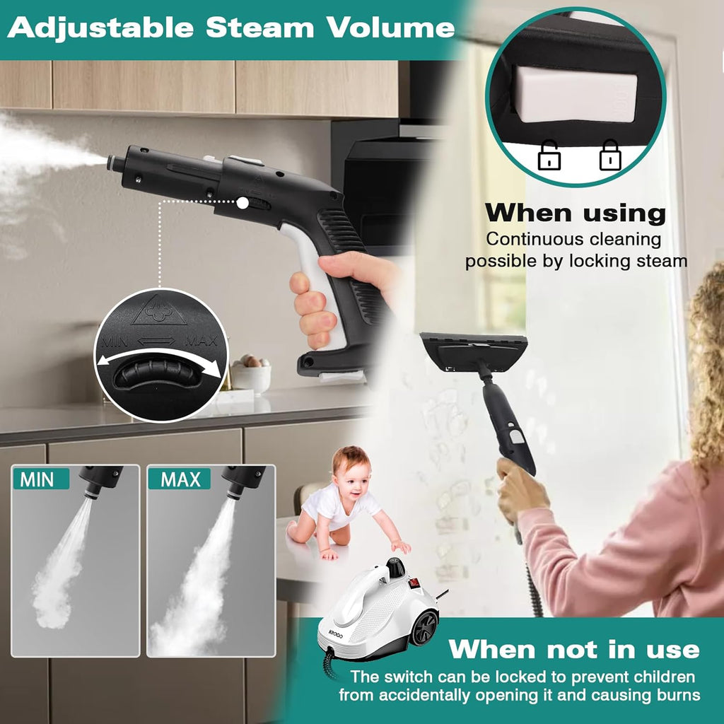 Steam Mop with 23 Accessories, Portable Steamer for Multi-Surface Floors L592