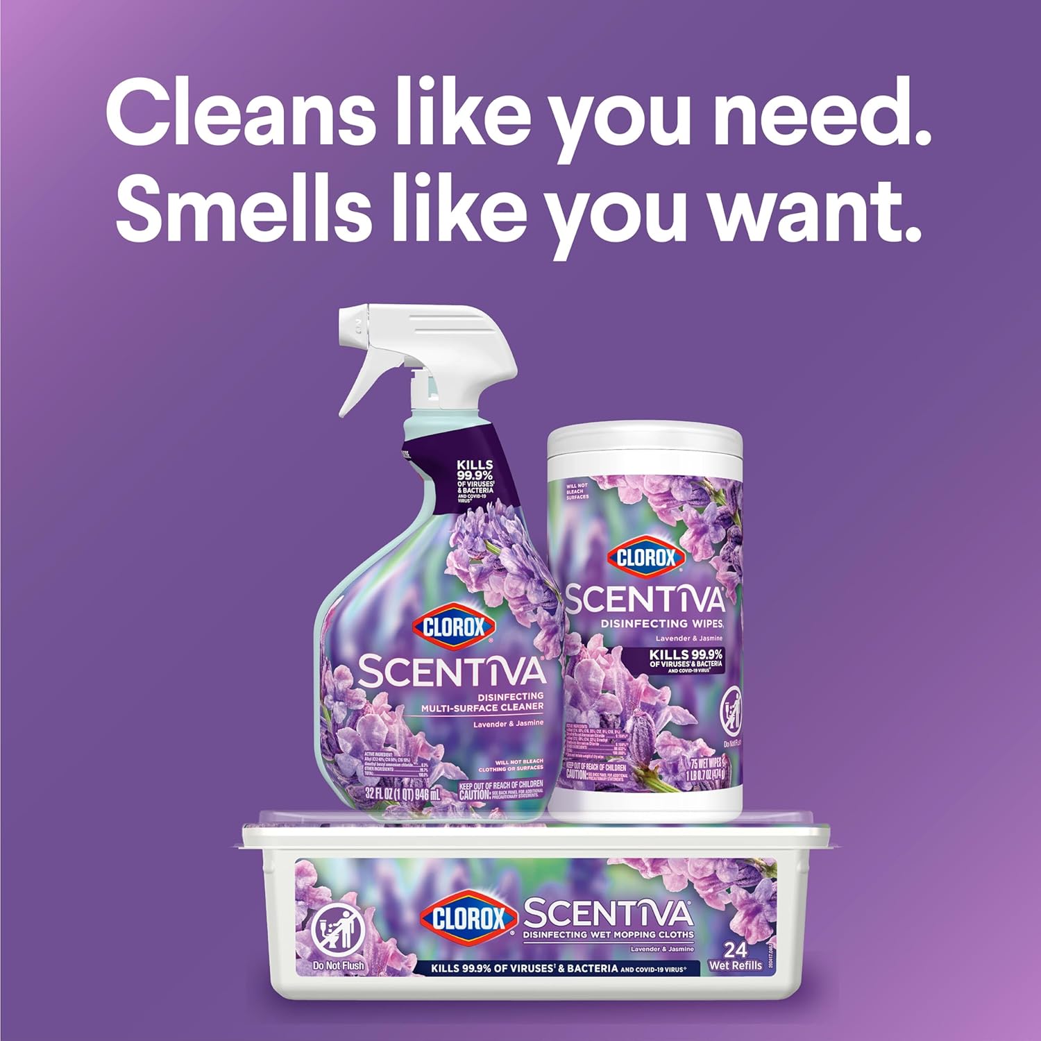 Disinfecting Multi-Surface Cleaner, Lavender and Jasmine, 32 Fl Oz B245