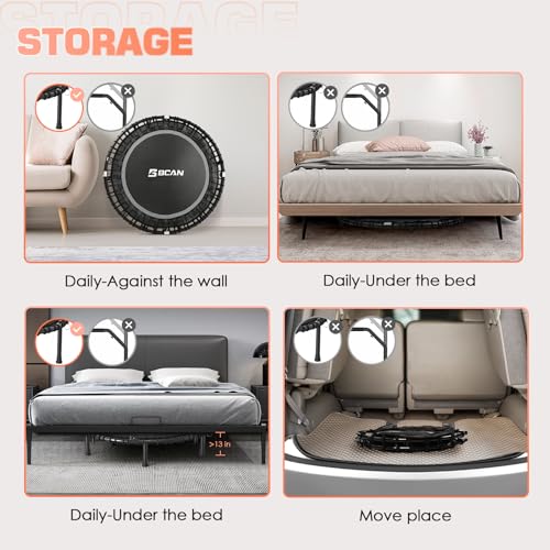 Foldable Mini Trampoline with Adjustable Foam Handle M67736