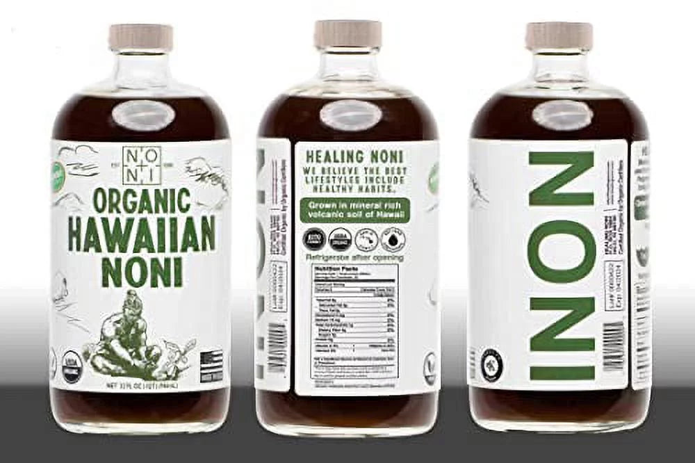 Organic Hawaiian Noni Juice - 4 Pack of 32oz Glass Bottles N347