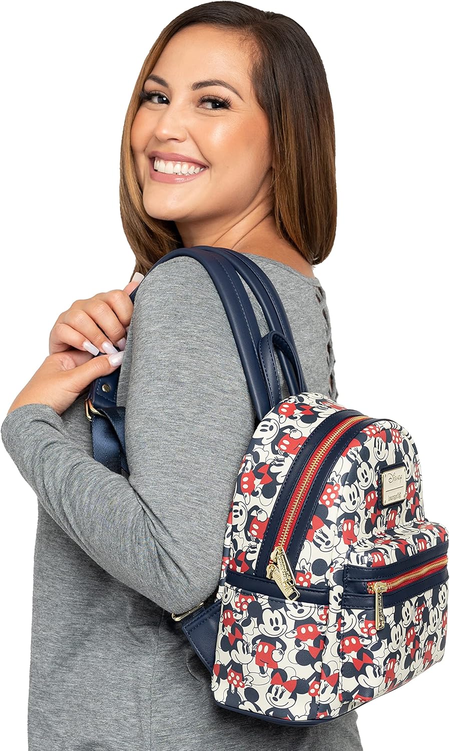 Disney Mickey Mouse Mini Backpack Handbag Red Navy F5528