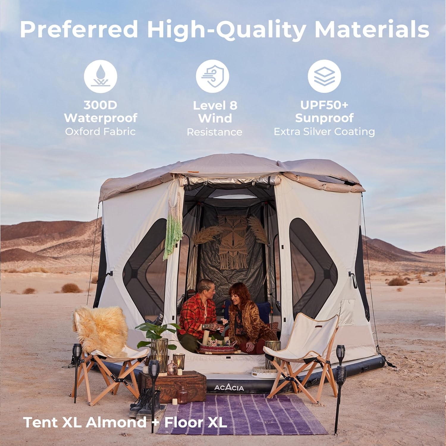 Space Camping Tent XL, 4-6 Person, Waterproof Pop Up Hub Tent U334