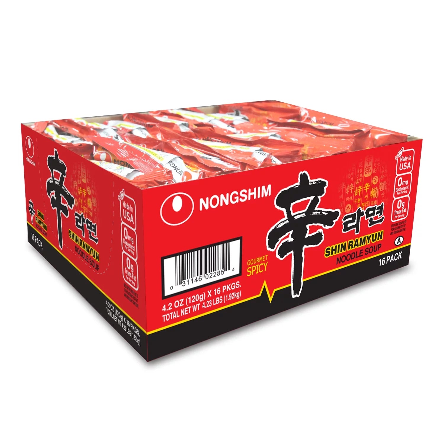Shin Ramyun Noodle Soup, 4.2 oz, 4 Ct (Pack of 16) Q3825