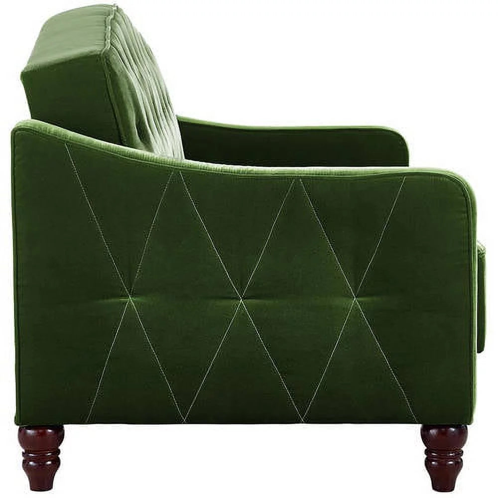 Vintage Tufted Sofa Sleeper, Green Velvet L954601