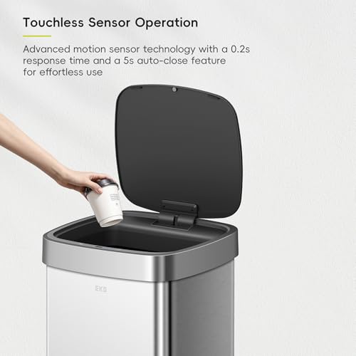 Touchless Motion Sensor Trash Can, 13.2 Gallon, Brushed Stainless Steel A497976