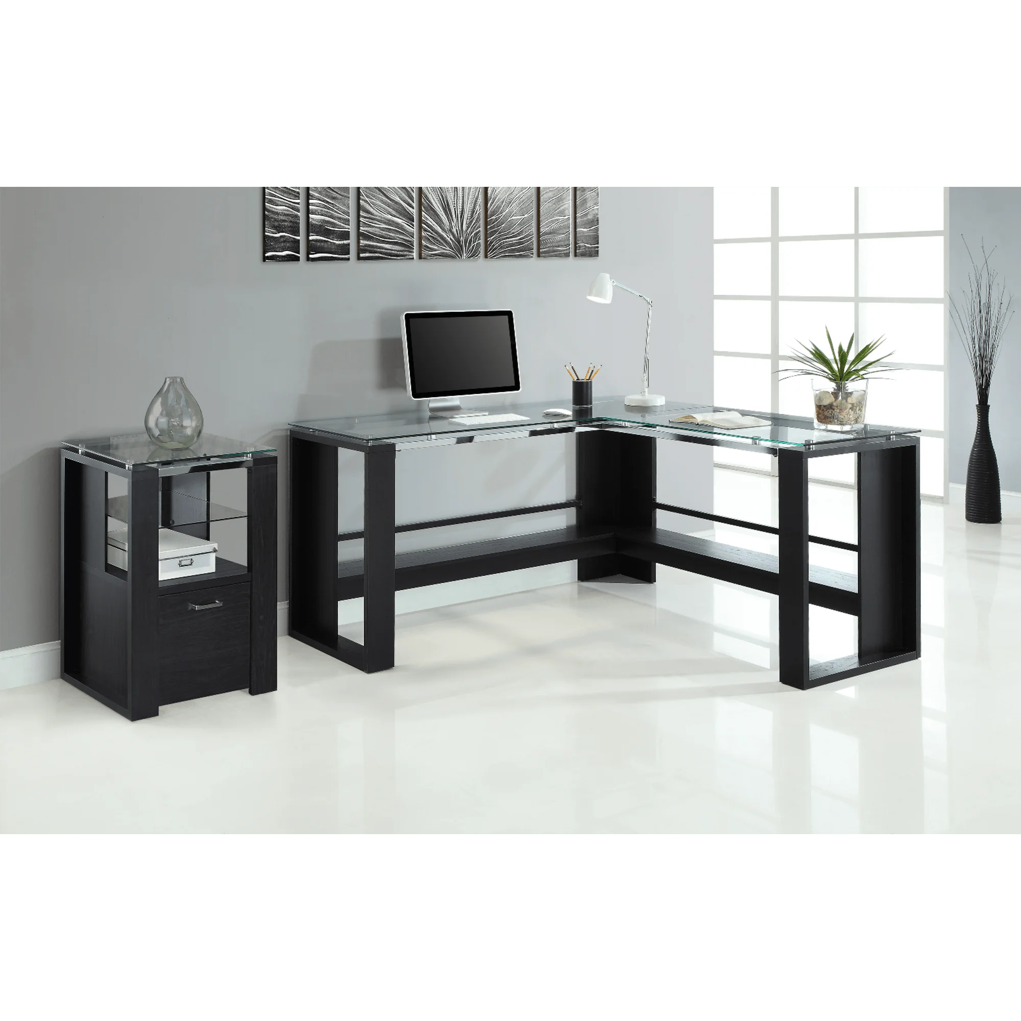 L-Shape Corner Desk, Espresso E663723