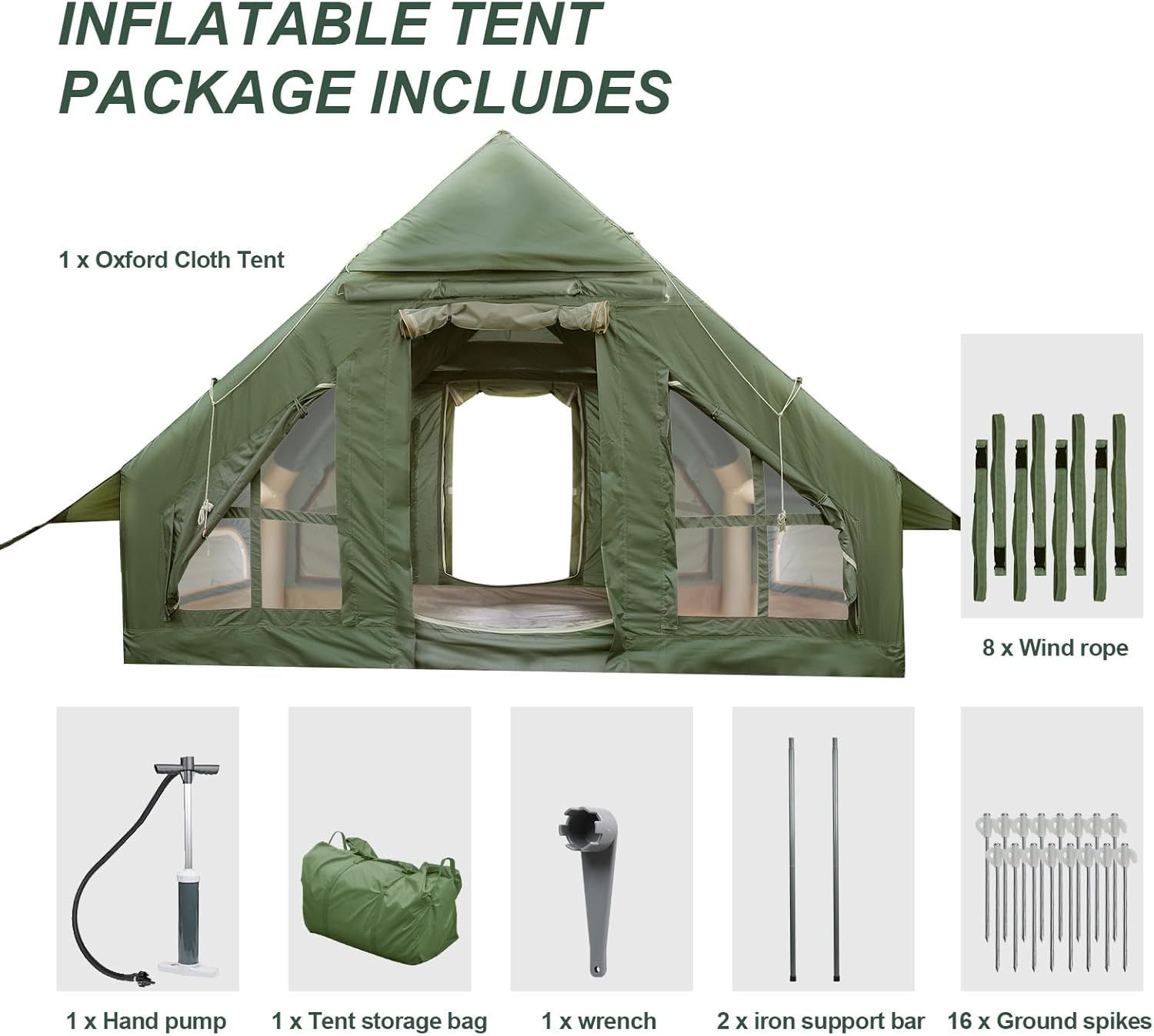 Inflatable Camping Tent with Pump and Stove Jack, 4-6 Person, Waterproof N69712
