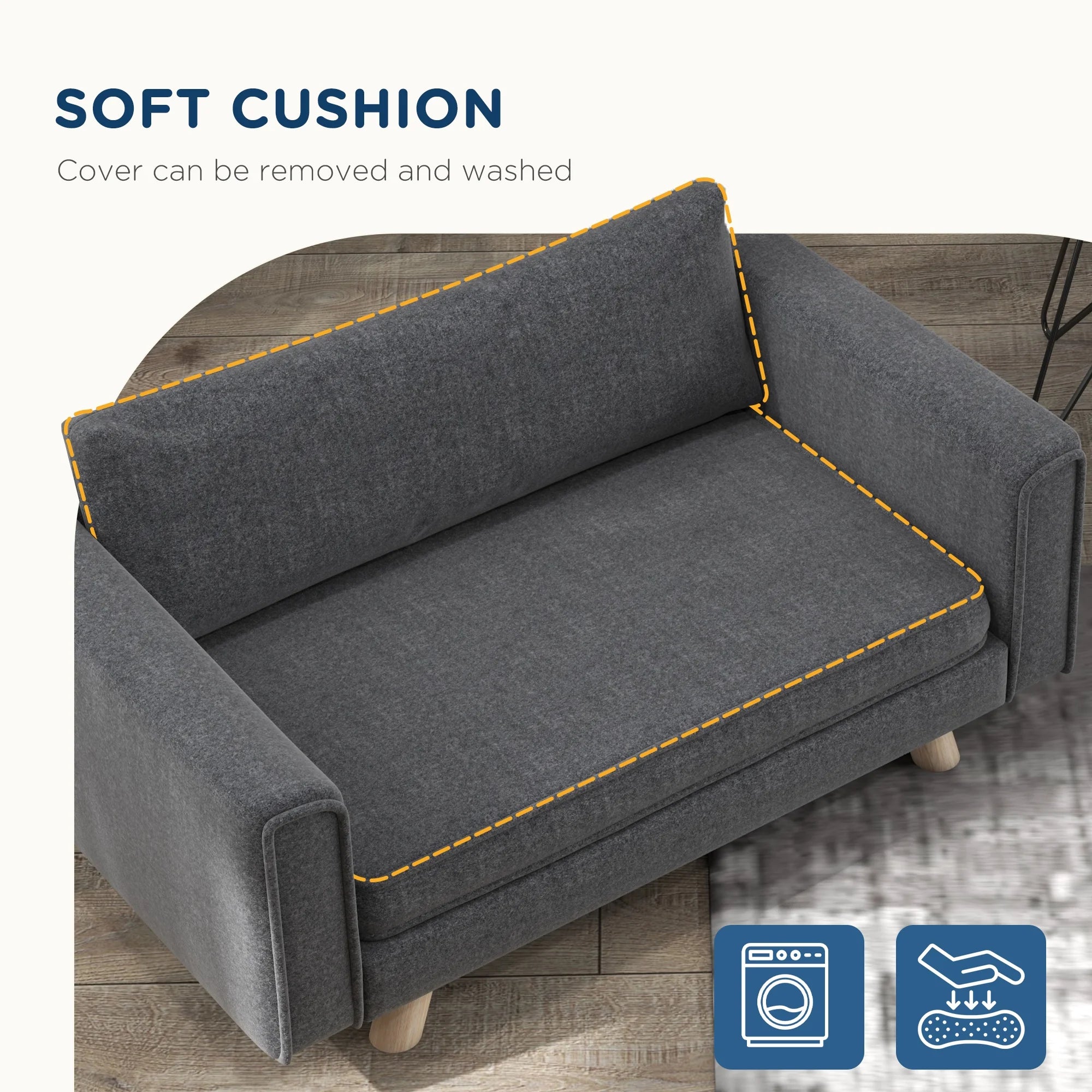 Raised Dog Sofa for Small and Medium Dogs, Gray M25944