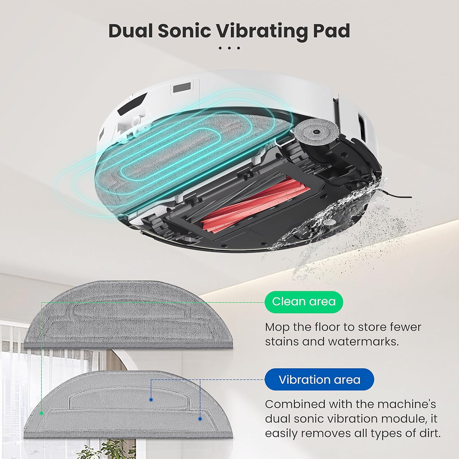 12 Pack Mop Pads Refills for Robot Vacuum, 6 Pack Mop Cloth with Dual Sonic Vibrations, 6 Pack Edge Mop Pads H24946