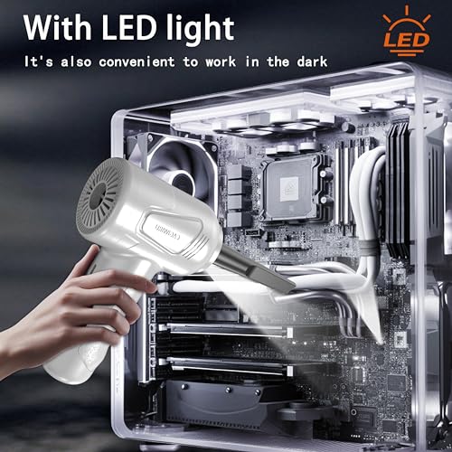 Cordless Air Duster for Cleaning Keyboard PC with 3 Speeds and LED Light P90655