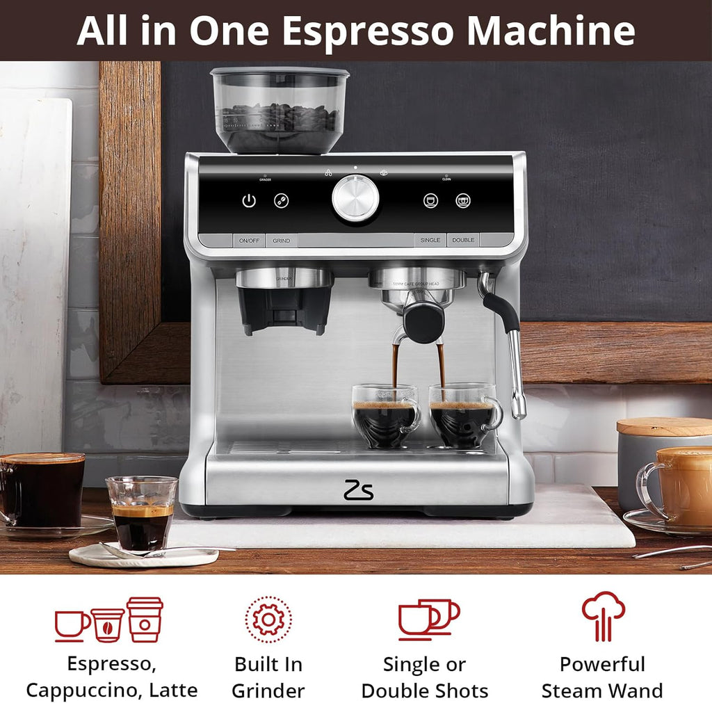 Espresso Machine with Milk Frother, 20 Bar Pressure P346996