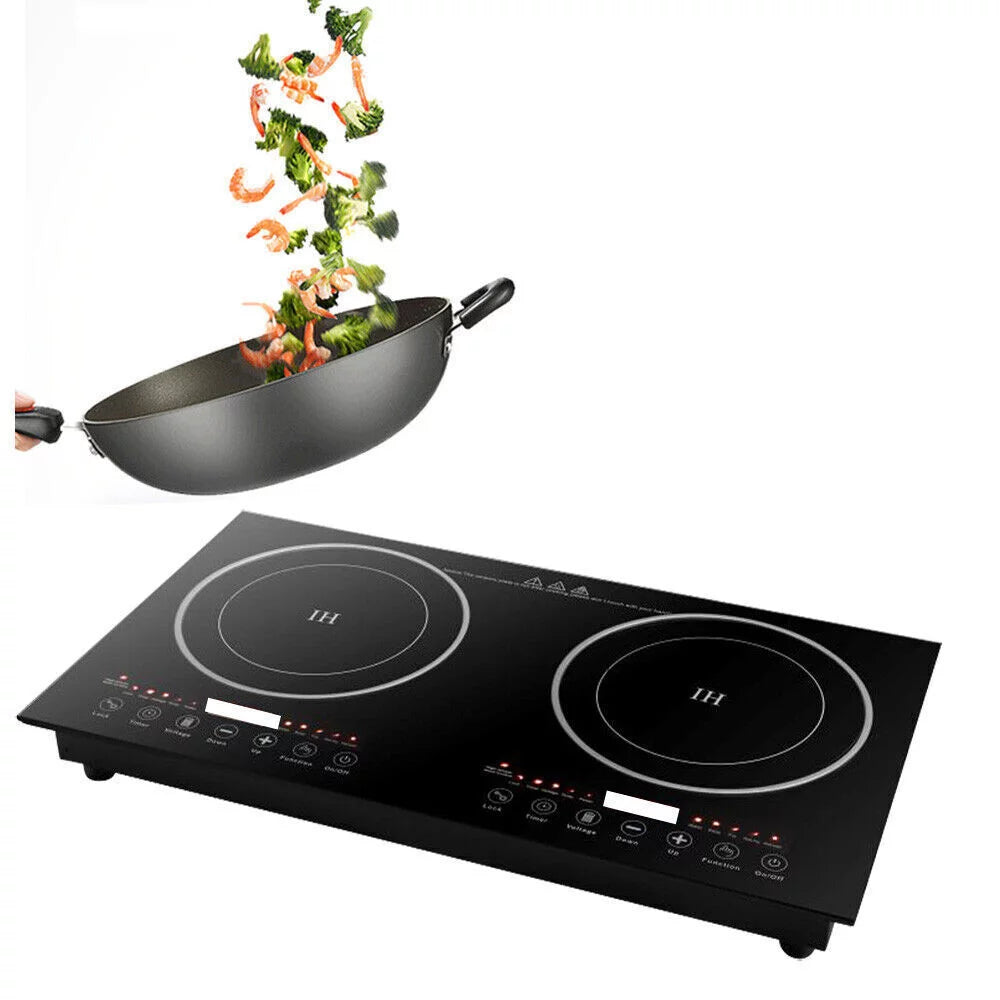Portable Electric Induction Cooktop, 2-Burner Tempered Glass, 2400W D6969