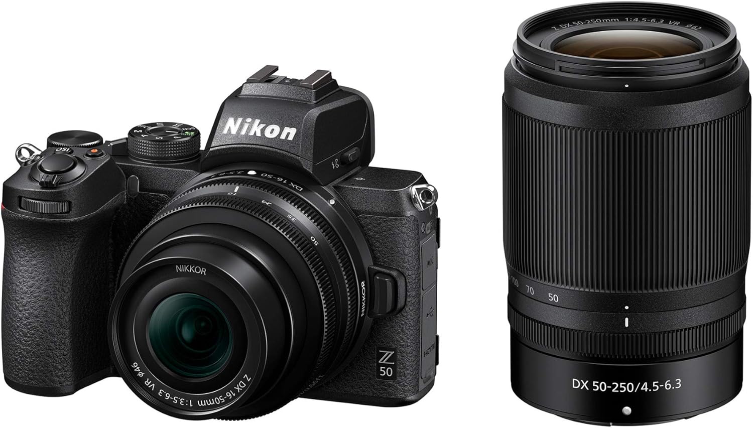 Mirrorless Camera Bundle with 16-50mm and 50-250mm Lenses, Adapter and 64GB Card L784689