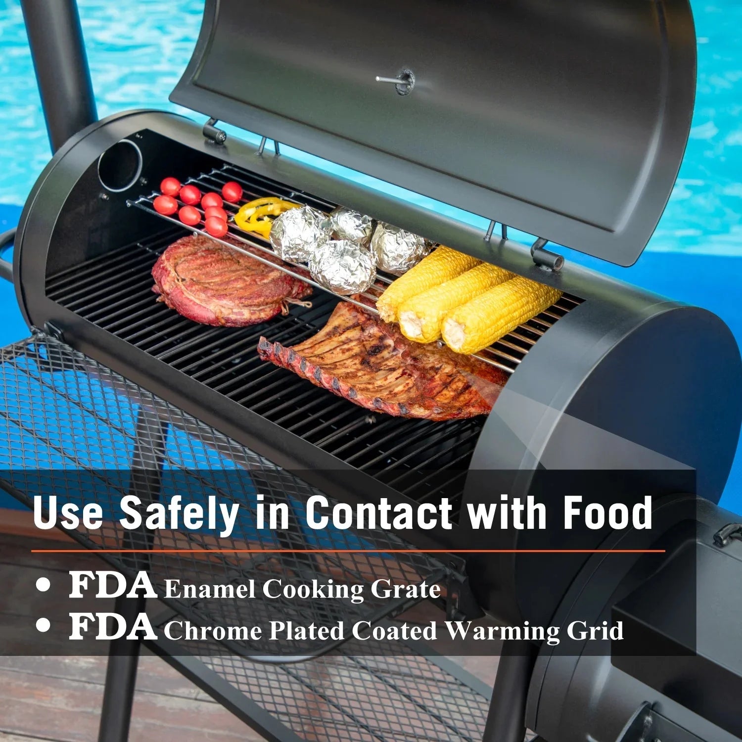 Charcoal Grill with Offset Smoker, Extra Large BBQ F29491