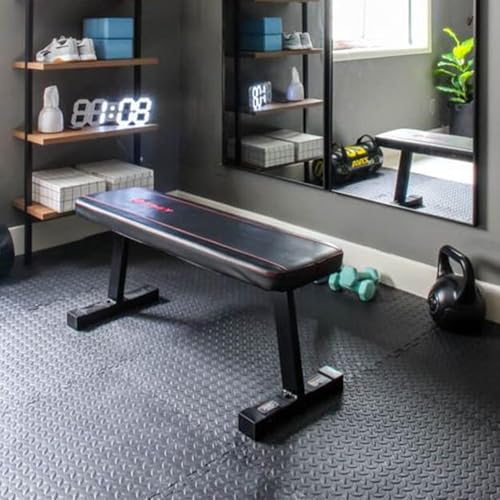Interlocking Foam Gym Flooring Mat, 1 Inch Thick, 6 Tiles, Black C4472