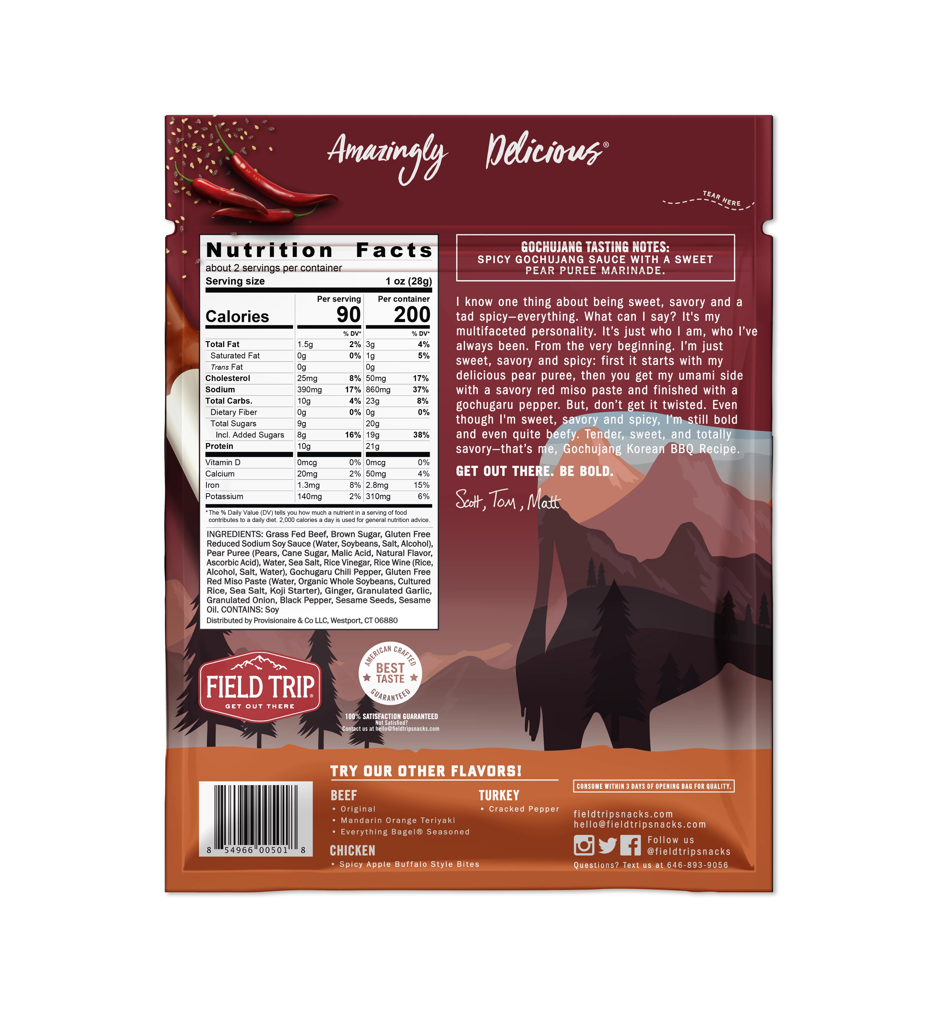 Beef Jerky Gochujang Korea Style BBQ 2.2oz 4pk A9450