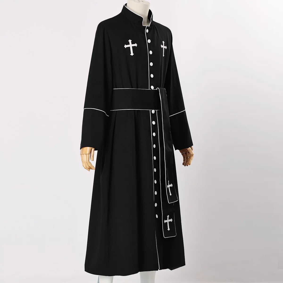 Men's Priest Cassock Pastor Robe with Belt V29255